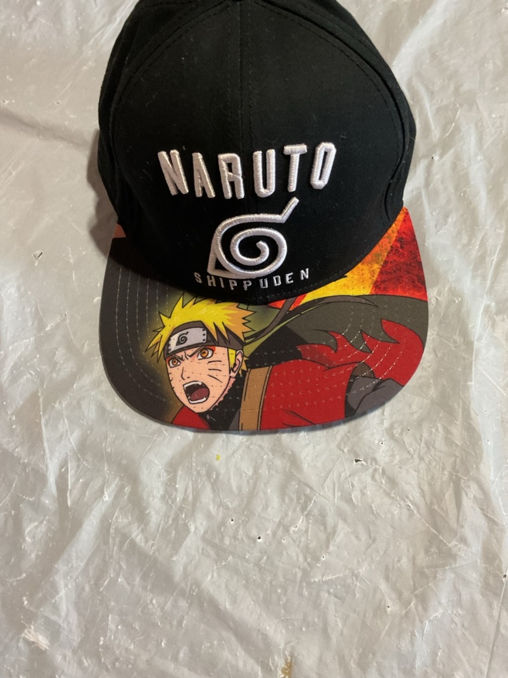 Naruto Shippuden Black Snapback Hat with Graphic Brim